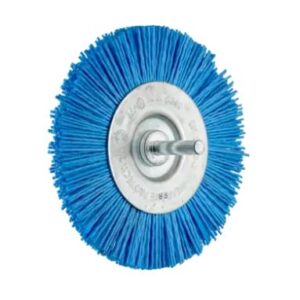 PFERD Rundbürsten mit Schaft, ungezopft, Dimension: 100 x 10 x 6 mm, Kunststoffbesatz fein (blau)